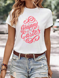 Women's Minimalist Printed Casual Round Neck Short Sleeved Shirt