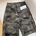Womens Summer American-Style High-Street Vintage Camo Denim Shorts