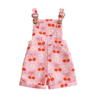 Baby Flower Cherry Print Suspender Pants