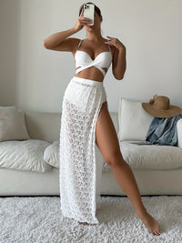 Swimsuit Elegant Gathered Long Skirt Bikini Three Pieces