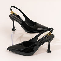 Back-strap Leopard-print Closed-toe High-heeled Womens Sandals