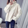 Cable-knit Sweater Women's Lapel Long Sleeve Diamond Lattice