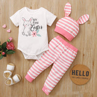 New Easter Print Rabbit Romper Three Piece 2 Colors