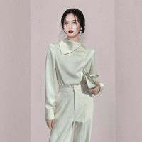 Satin Chic Shirt Women's Japanese French Style
