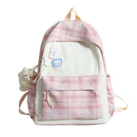 Ladies Plaid Backpack Large Capacity School Bag