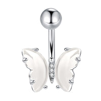 Short Titanium Steel Zircon Small Butterfly Anti-allergy Navel Stud