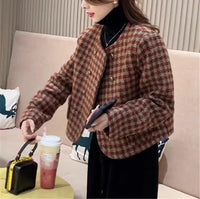 Grid Petite Fashion Casual Versatile Short Jacket