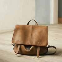 Vegetable-Tanned Leather Messenger Backpack