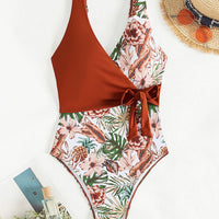European And American Tropical Plants Multicolor Printing Bikini One-piece