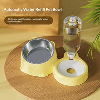 Pet Double Bowl Anti-Tip Cute Stainless Steel Food Bowl