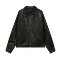 Solid Color PU Leather Coat Men