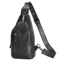 Ma Pi Mens Chest Bag Genuine Leather Vintage Lock-Clasp Front Pack Stylish Commuter Shoulder Backpack Trendy