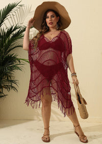 Sexy Sheer Tassel Patchwork Bikini Cover-Up Dress For Women
