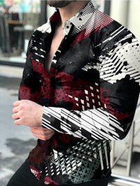 New Men's Lapel Casual Youth Printed Top