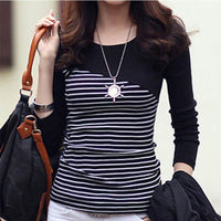 Striped stitching contrast base shirt