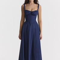 European And American Womens New Arrival Floral Print Square-Neck Sexy Slit Maxi Spring Dress