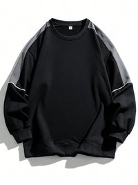 Spring And Autumn New Men's Japanese Contrast-color Stitching Sweatshirt