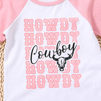 Children Girls' Contrast Color Letter Denim Printing Suit