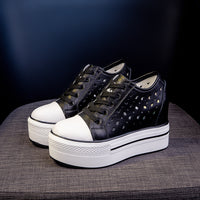 Increased 9cm Platform Shoes Thick-soled Hollow Lace-up Casual Shoes
