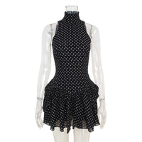 Spring Polka Dot Defined Waist Printed Dress For Women