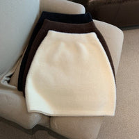Women's Small High Waist Sheath Plush Skirt High-end