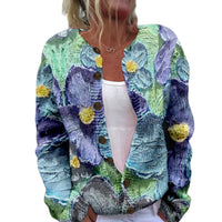 New Women's Autumn And Winter Style Loose 3D Printed Knitted Cardigan Sweater