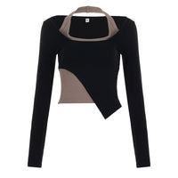 Color Matching Irregular Hot Girl Short Personalized Two-piece Set Top