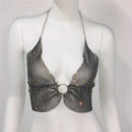 Net Red Elastic  Diamond Suspender Bra Women