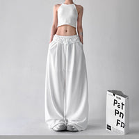 Solid-color Loose-fit Lace Drawstring Casual Korean-style Draping Sporty Laid-back Style