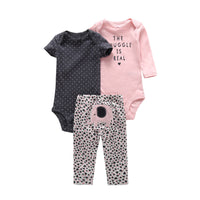 Baby Cartoon Long Sleeve + Short Sleeve Romper + Three-piece Pants