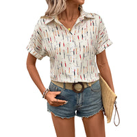 Women's Printed Contrasting-Color Cardigan Top