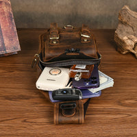 Full-grain Crazy Horse Leather Cowhide Vintage Outdoor Multi-purpose 8-inch Phone Chest Crossbody Bag
