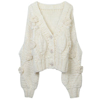 Handmade Crochet Batwing Sleeve V-neck Sweater