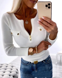 New Fashion Zipper Twist Wool Top
