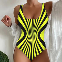 Sexy Sling One-piece Striped Printed Swimsuit