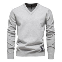 Autumn And Winter Pure Cotton Solid Color Hoodie V-neck Trendy Men's Clothing Sweater