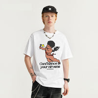 Cotton Angel Printed T-shirt Fashion Brand Short Sleeve Pullover Men's Top