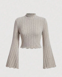 Printed Sexy Lace Thick Long Sleeved T-shirt Knitted Sweater