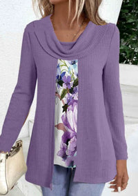 Fashionable Solid-Color Turtleneck Base-Layer Fake Two-Piece T-Shirt