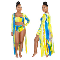 Printed Casual Shawl, Bikini Swimsuit Suit