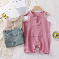 Baby Vest Short Sleeve Rompers New Cotton Double-layer Gauze