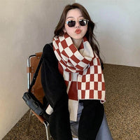 New Year Gift Red Lovers Wild Plaid Warm Wool Scarf