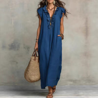 Women's Spring Summer Pocket Ruffle Elegant Dress