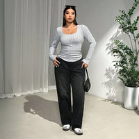 Fashionable Simple, Slim-fit Slimming Long-sleeved Commuter Top