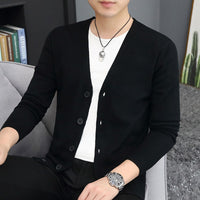 Thin Trendy Casual Outdoor Cotton Knitwear Black Sweater
