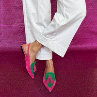 Color Matching Women's Plus Size Pointed Low Heel Slingback Sandals