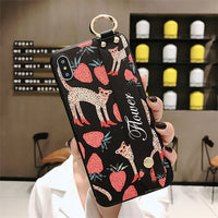 Wristband cartoon strawberry leopard phone case