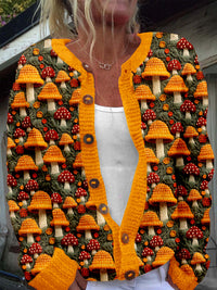 3D Digital Printing Cardigan Knitted Coat