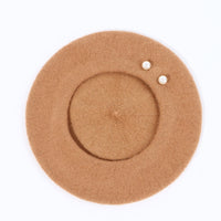 Woolen Large Pearl Decoration Beret Women's Fall Winter Fashion
