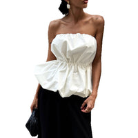 Womens Sleeveless Ruched Tube Top